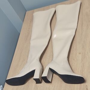 Open Edit Briar Size 7M Knee-High Women's Boots In Cream. New. No Box.